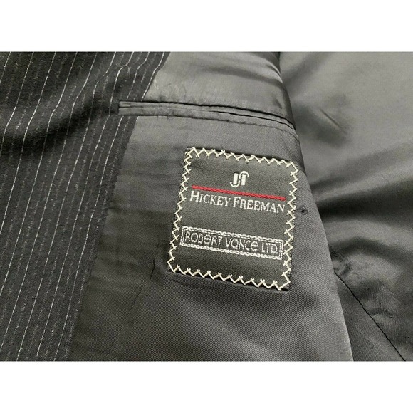 Hickey Freeman Sportcoat‎ Blazer in Black Striped~100%Wool~41R - Picture 2 of 4